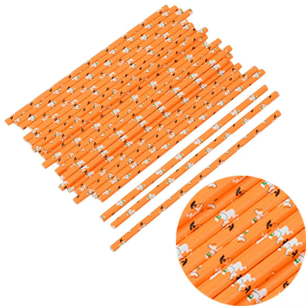 25-Pack Halloween Disposable Straws – Choose from 17 Spooky Designs for Party Drinks & Decor