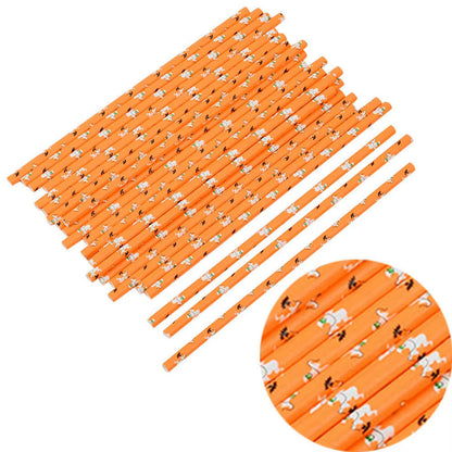 25-Pack Halloween Disposable Straws – Choose from 17 Spooky Designs for Party Drinks & Decor