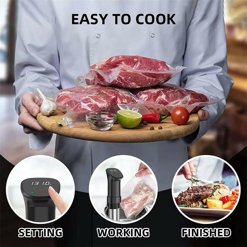 Transform Your Culinary Skills with the 1800W Waterproof Sous Vide Cooker - Quick Heating & Precision Control for Perfectly Cooked Steak, Chicken & Fish!.