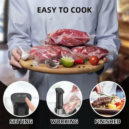 Transform Your Culinary Skills with the 1800W Waterproof Sous Vide Cooker - Quick Heating & Precision Control for Perfectly Cooked Steak, Chicken & Fish!.
