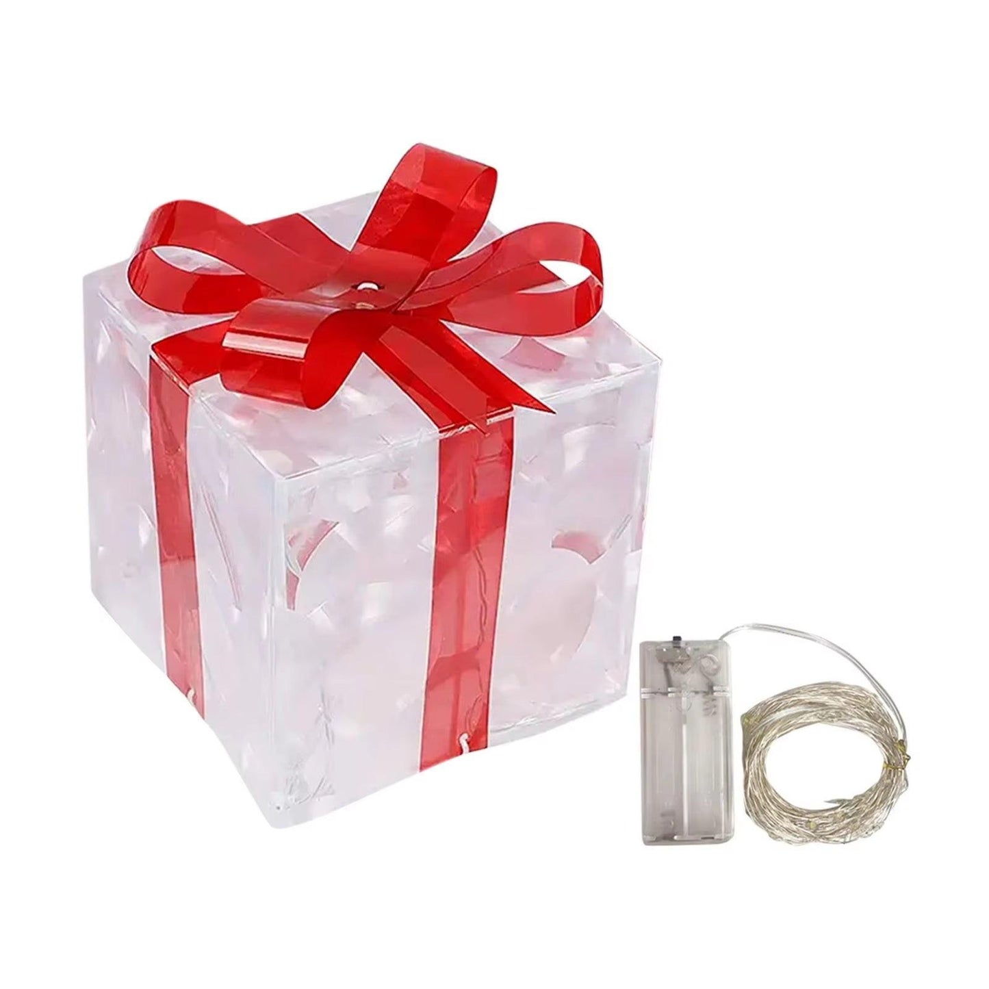 Illuminated Christmas Gift Box – 100 LED Snowflake Décor Accent.