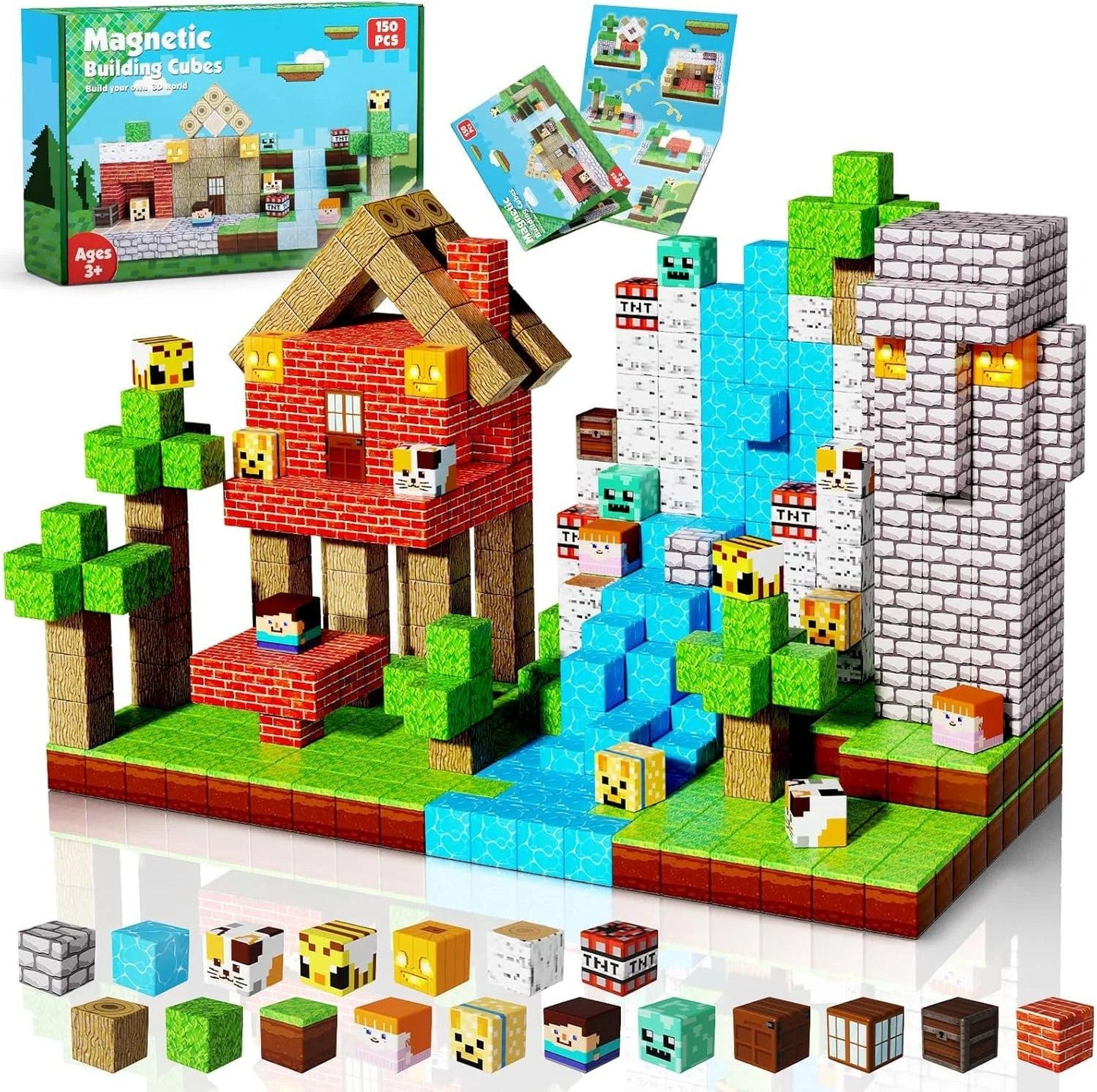 Stack, Build & Learn – 150PCS Montessori‑Style Magnetic Building Cubes for STEM Creativity.
