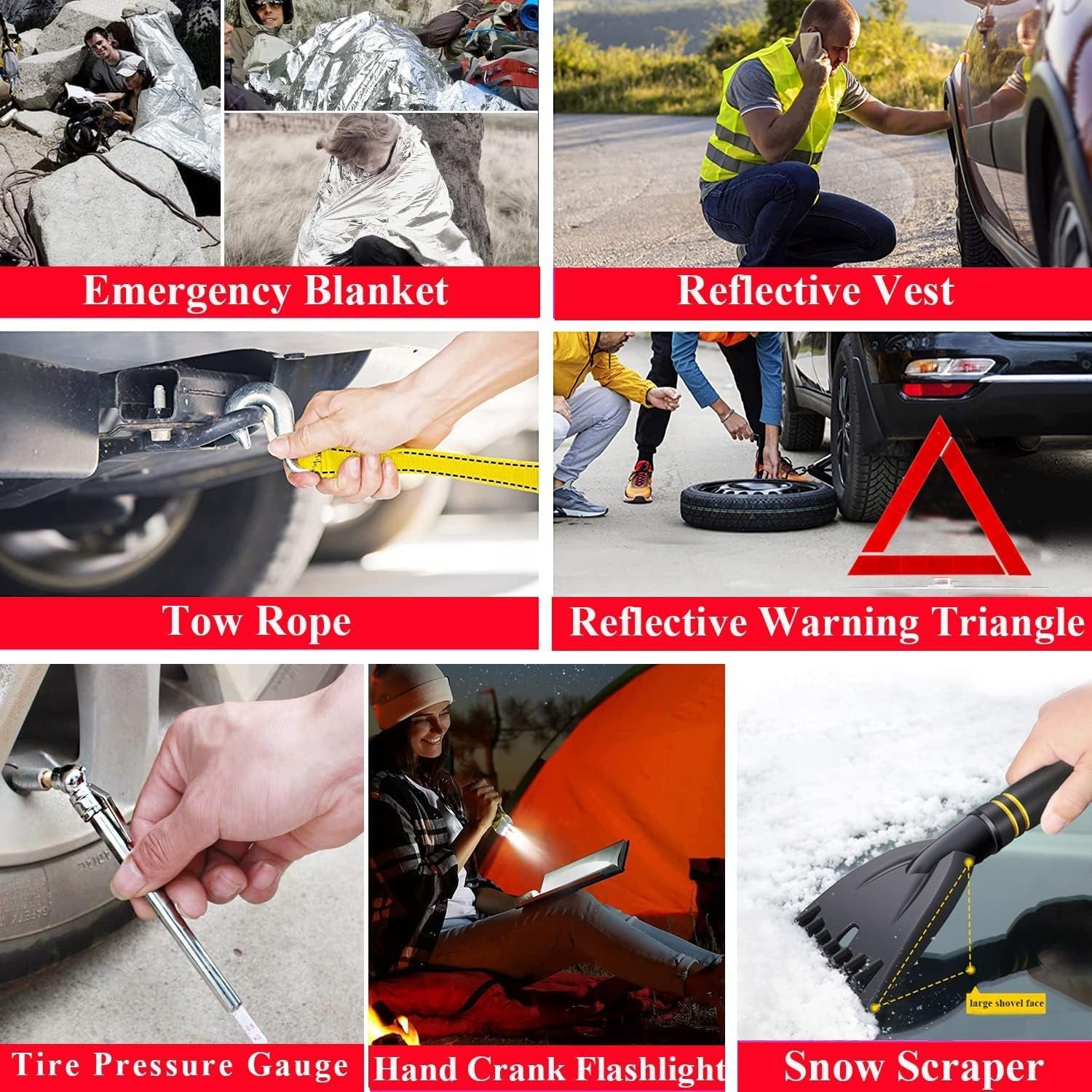 European Driving Kit  – Complete Roadside Emergency Set with Jumper Cables & Safety Gear