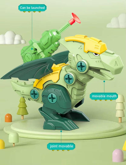 Build, Play & Battle – 3D DIY Dinosaur Puzzle Toy with Screwdriver & Soft Bullet Launcher.