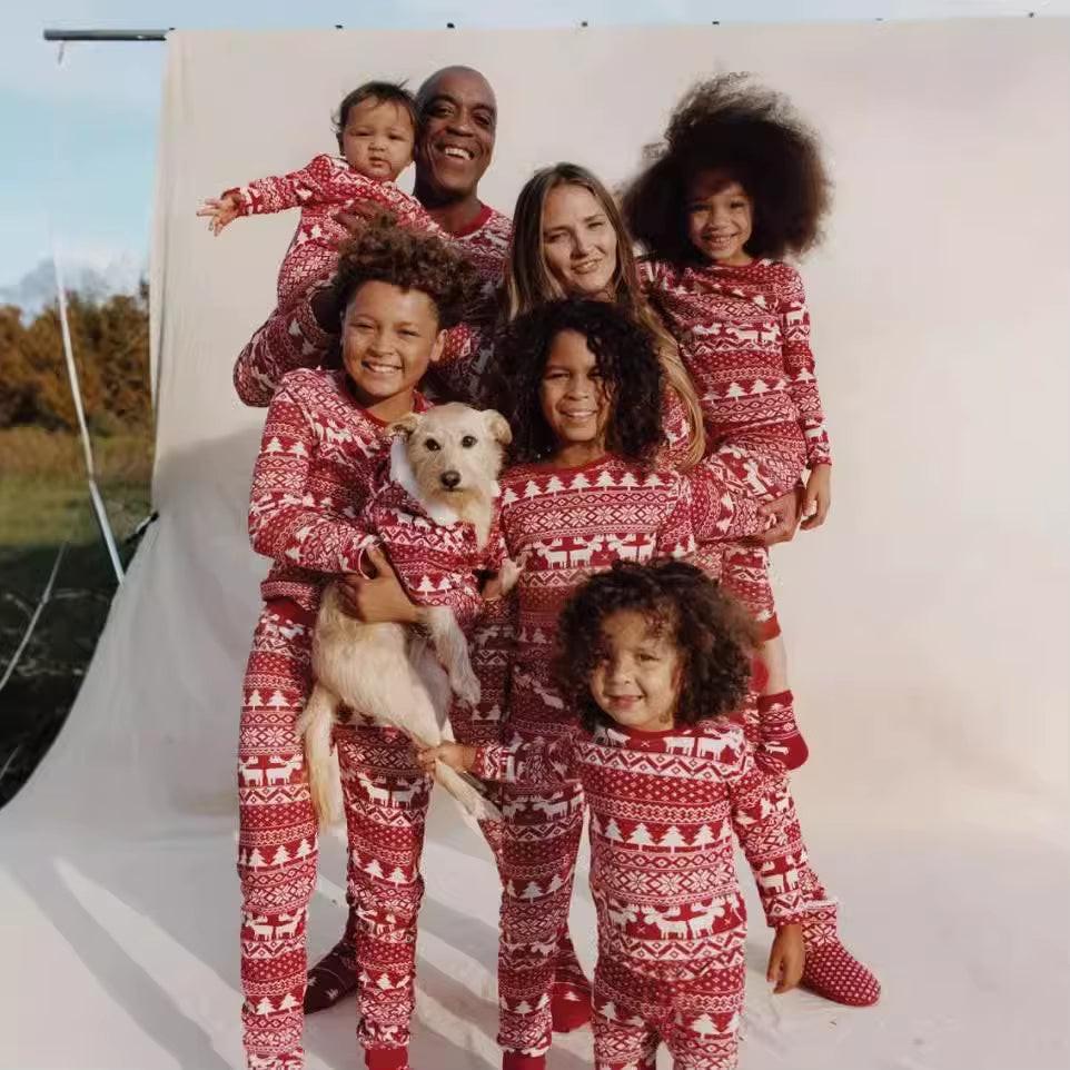 Matching Christmas Pajamas Set – Reindeer Print Family Sleepwear for Adults, Kids & Babies.