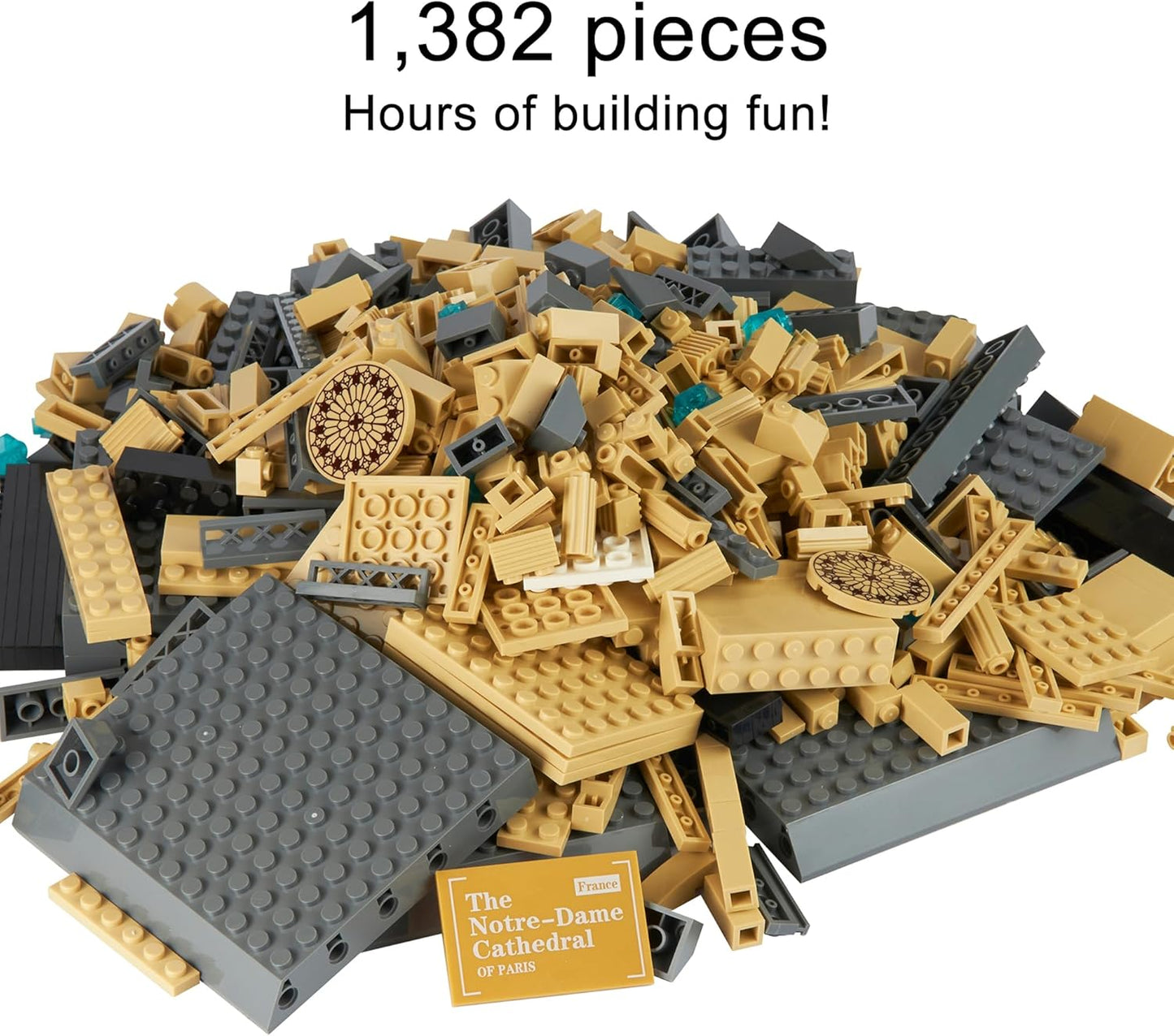 Notre-Dame Cathedral Building Block Set (1382 Pieces) - Architecture Model for Kids and Adults