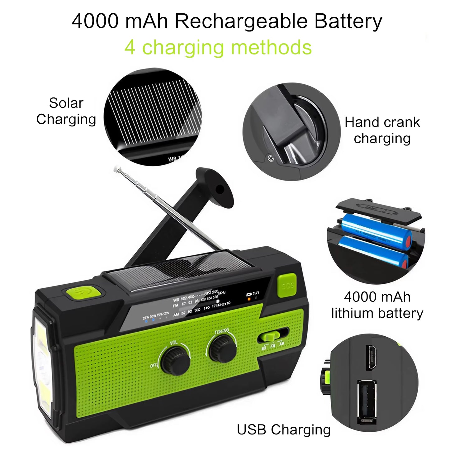 Stay Safe with NOAA Emergency Radio & Power Bank - Solar/Crank Charging!