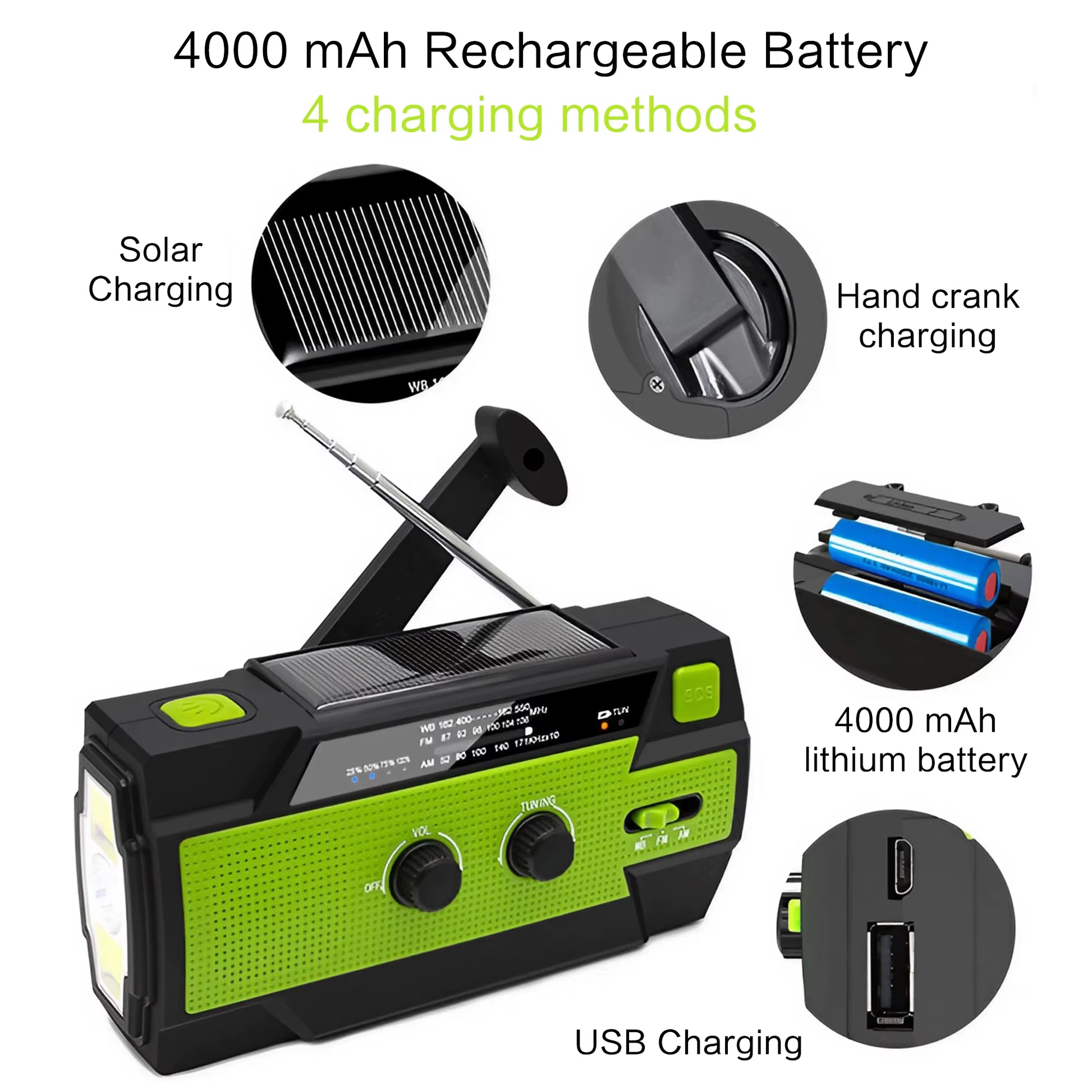 Stay Safe with NOAA Emergency Radio & Power Bank - Solar/Crank Charging!