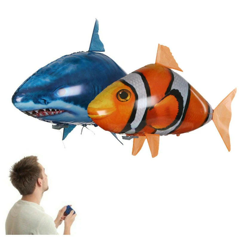 Remote Control Inflatable Shark Toy - Air Swimming RC Animal Balloon for Kids.