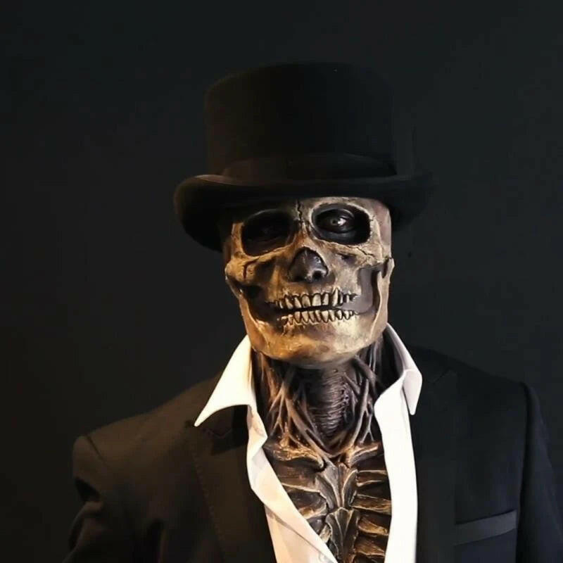 Creepy Brains Skeleton Mask – Bloody Latex Skull Headgear for Halloween and Carnival Cosplay