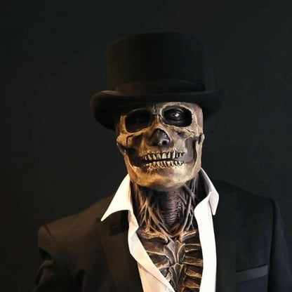 Creepy Brains Skeleton Mask – Bloody Latex Skull Headgear for Halloween and Carnival Cosplay