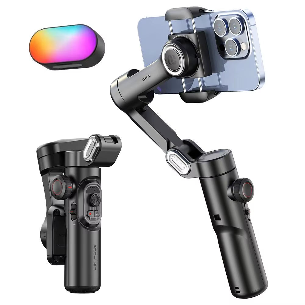 Smooth Your Shots! 🎥✨ The Ultimate 3-Axis Gimbal Stabilizer for Your Smartphone 📱 - Now with Face Tracking & Fill Light! Perfect for iPhone & Android! 💡👤