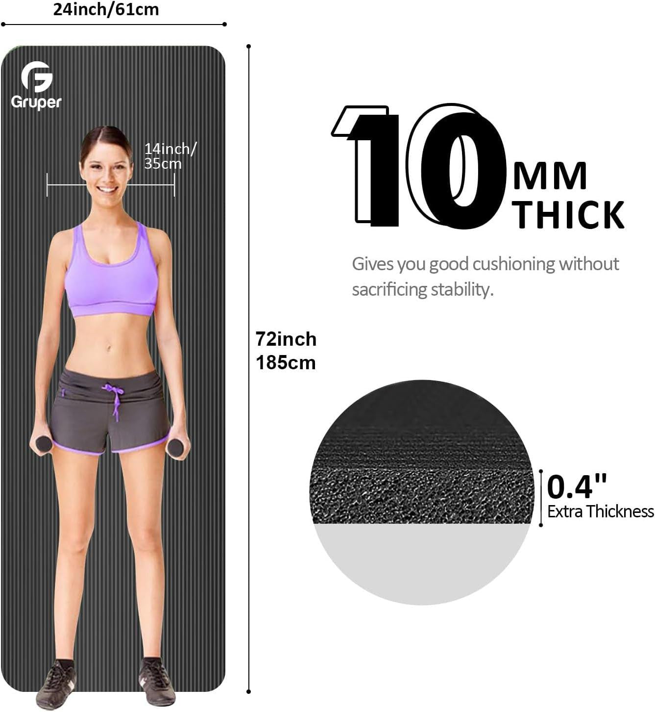 Extra Thick Yoga Mat – Non-Slip Exercise Mat with Strap & Bag.