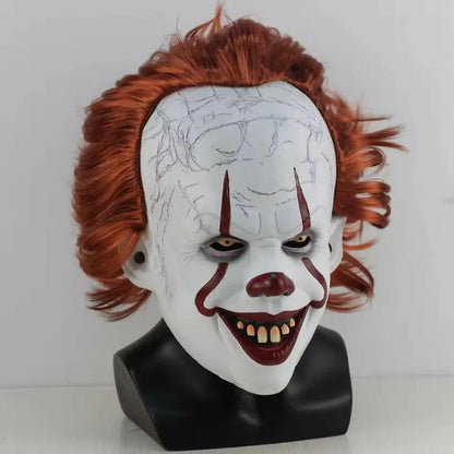 Pennywise Latex Mask – Creepy Demon Clown Headgear for Halloween and Cosplay