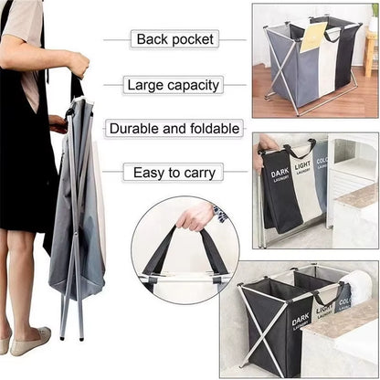 Foldable Laundry Basket – Waterproof Oxford Fabric, 1/3 Basket Organizer