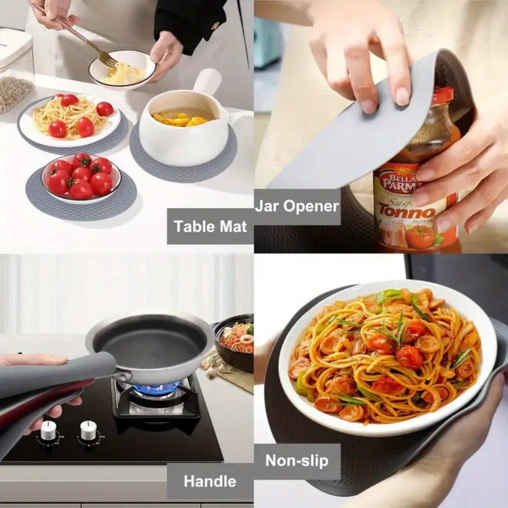 Heat‑resistant silicone mat – round kitchen trivet