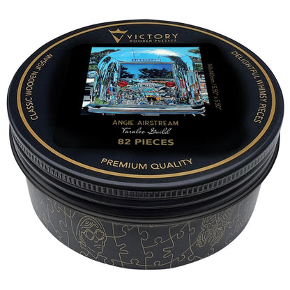 Angie Airstream – Travel Mini Wooden Jigsaw Puzzle, 82 Pieces.