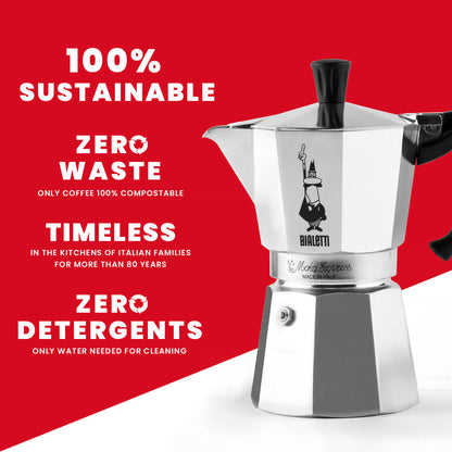 Bialetti Moka Express espresso maker, luxury Italian coffee brewing at home