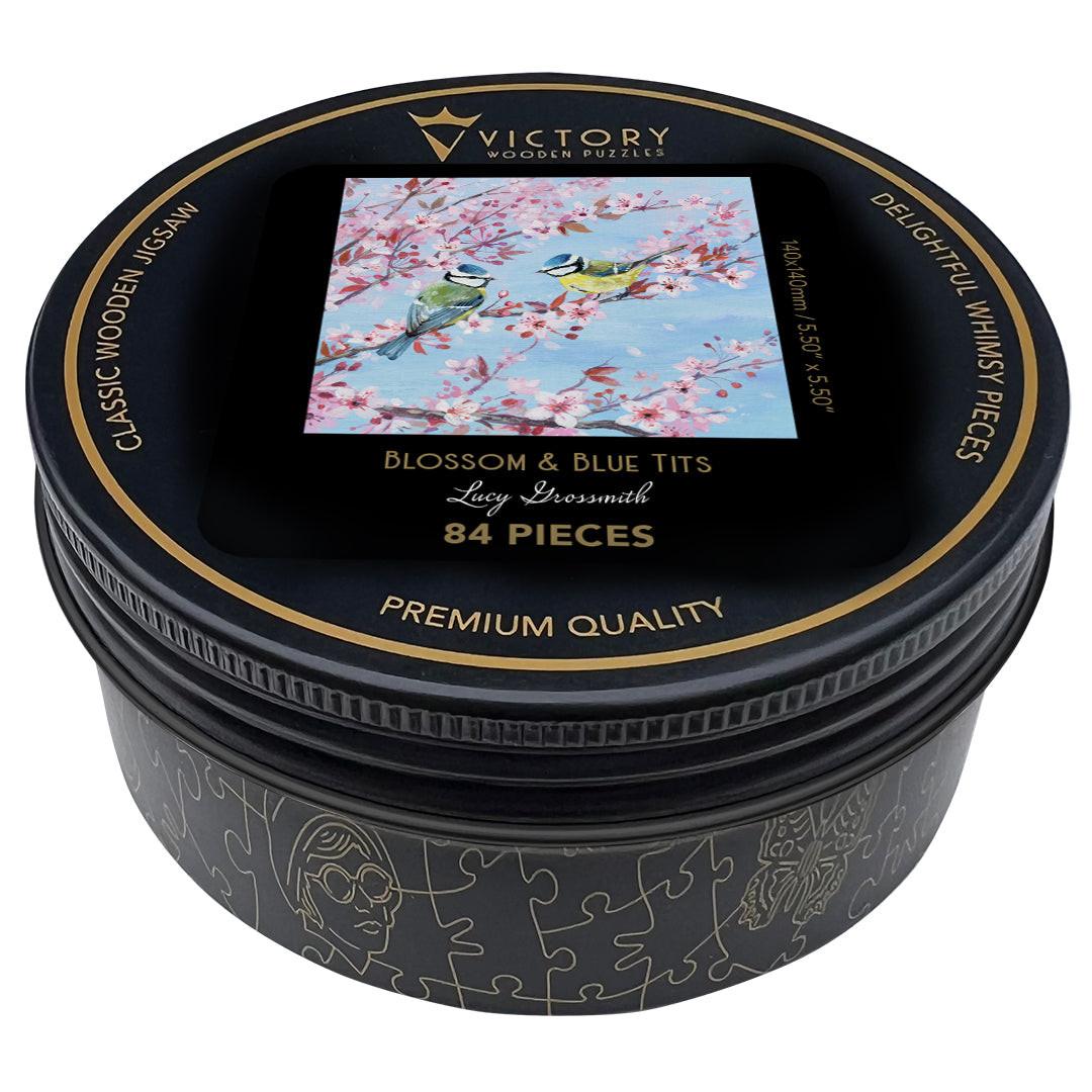 Blossom & Blue Tits – Travel Mini Wooden Jigsaw Puzzle.