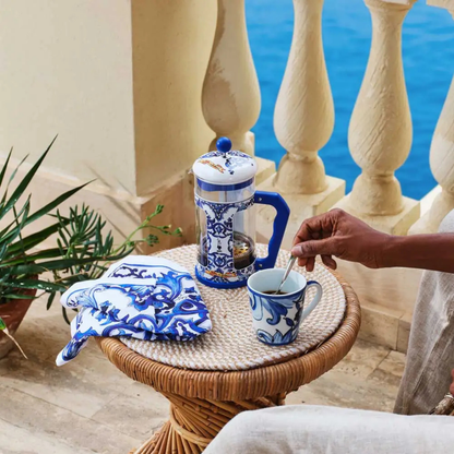 Bialetti espresso maker paired with Dolce&Gabbana designer style showcasing luxury and elegance