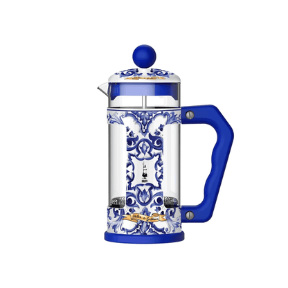 Bialetti espresso maker paired with Dolce&Gabbana designer style showcasing luxury and elegance