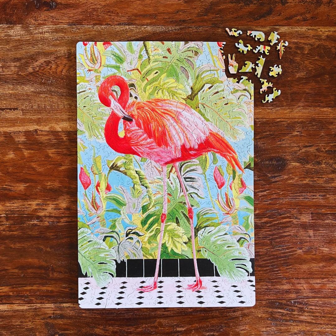 Lost Flamingo – Artisan™ Wooden Puzzle by Fiona Smith & Mark Cappitella (477 Pieces).