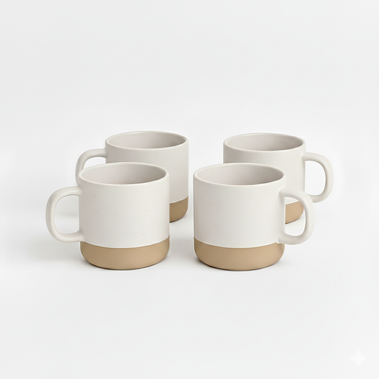 Ceramic Coffee Mug White Speckled Stoneware 355ml 4-Pack