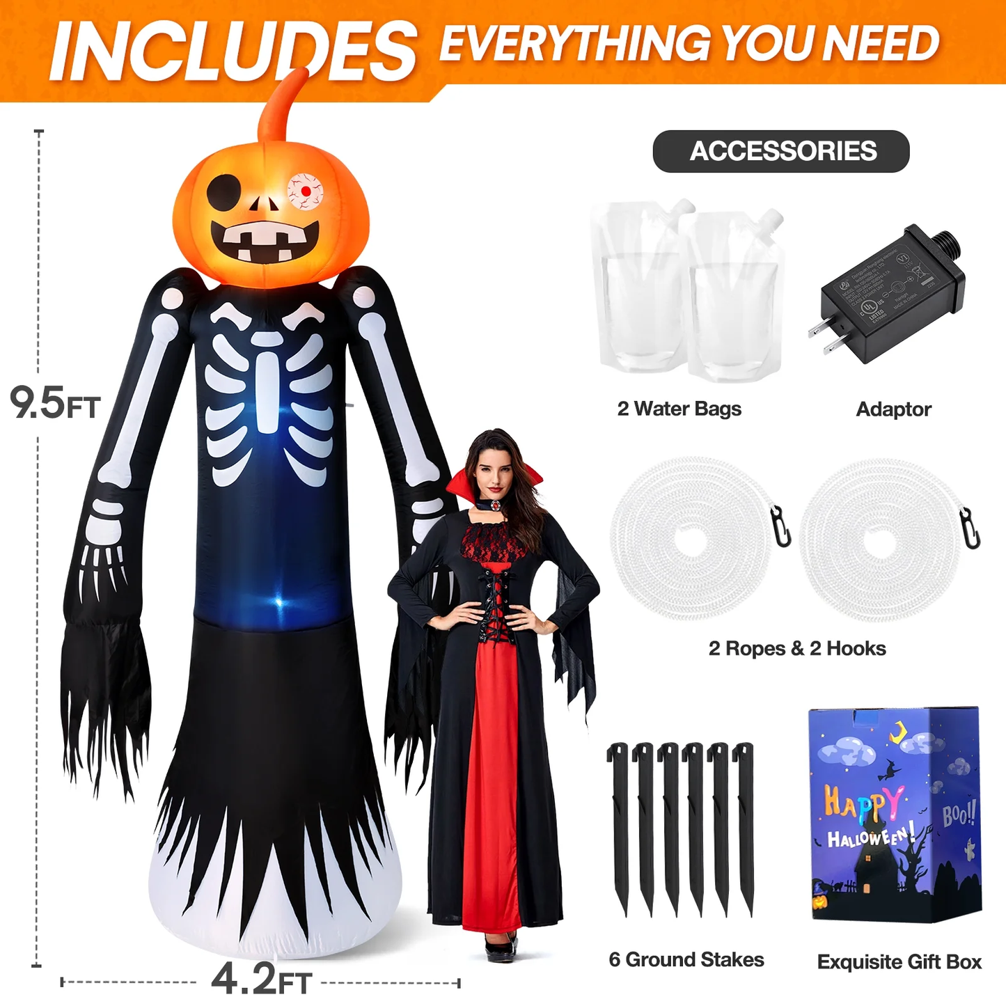 Giant 9FT Halloween Inflatable Decorations for Spooktacular Outdoor Yard Fun!