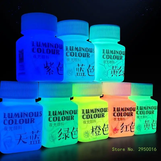 Glow-in-the-Dark Acrylic Paint – UV & Black Light Reactive Fluorescent Pigment for Halloween & Craft Projects (8 Colors)