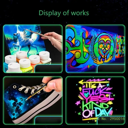 Glow-in-the-Dark Acrylic Paint – UV & Black Light Reactive Fluorescent Pigment for Halloween & Craft Projects (8 Colors)