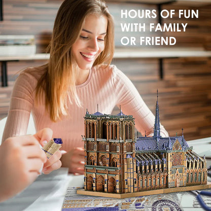 Piececool 3D metal puzzle of Notre Dame Cathedral Paris, DIY assembly for ages 14+.