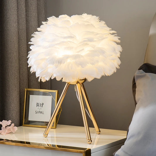 Feather Bedroom Table Lamp.