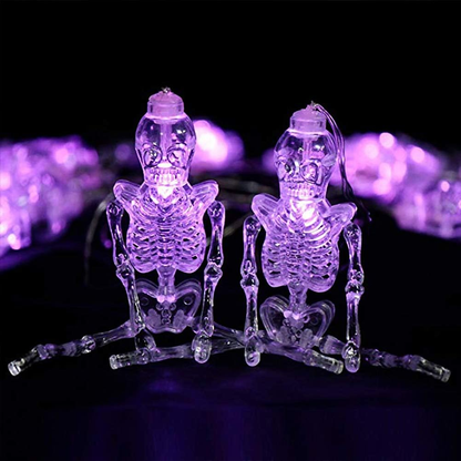 Halloween Skeleton String Lights – 20 LED Battery-Powered Hanging Decorations for Indoor & Outdoor Use