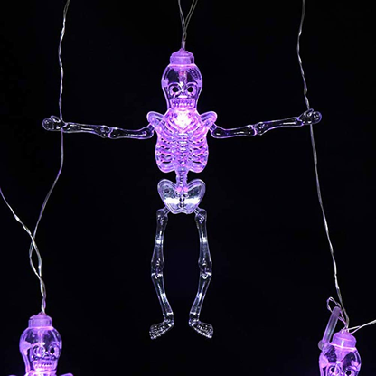 Halloween Skeleton String Lights – 20 LED Battery-Powered Hanging Decorations for Indoor & Outdoor Use