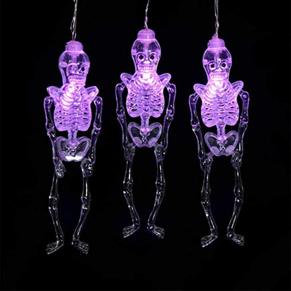 Halloween Skeleton String Lights – 20 LED Battery-Powered Hanging Decorations for Indoor & Outdoor Use