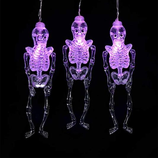 Halloween Skeleton String Lights – 20 LED Battery-Powered Hanging Decorations for Indoor & Outdoor Use
