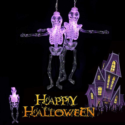 Halloween Skeleton String Lights – 20 LED Battery-Powered Hanging Decorations for Indoor & Outdoor Use