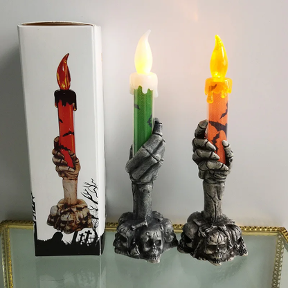 Halloween Skeleton & Ghost LED Candle Set – Spooky Pumpkin Party Decor for Home & Garden