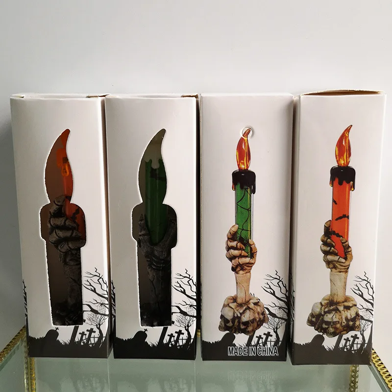 Halloween Skeleton & Ghost LED Candle Set – Spooky Pumpkin Party Decor for Home & Garden