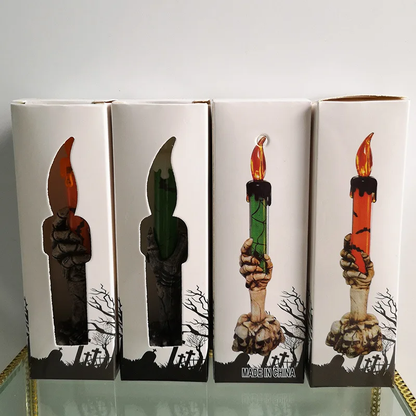 Halloween Skeleton & Ghost LED Candle Set – Spooky Pumpkin Party Decor for Home & Garden