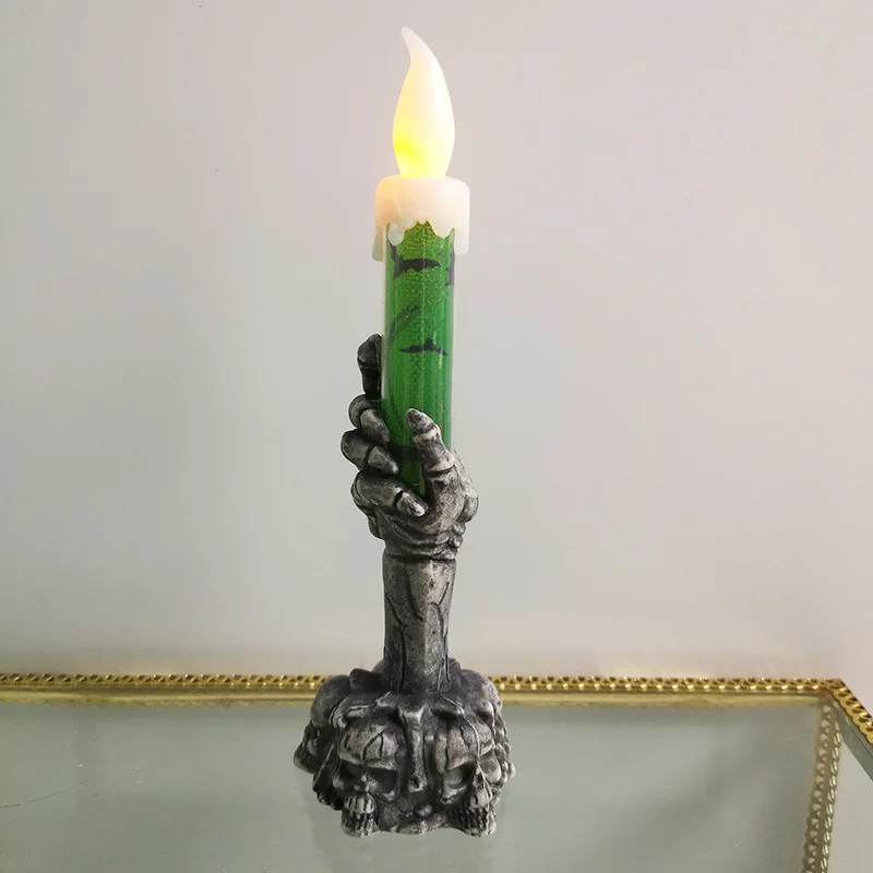 Halloween Skeleton & Ghost LED Candle Set – Spooky Pumpkin Party Decor for Home & Garden