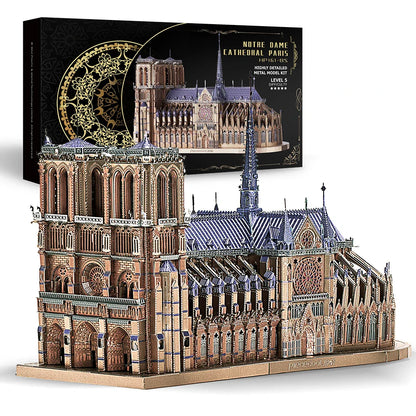 Piececool 3D metal puzzle of Notre Dame Cathedral Paris, DIY assembly for ages 14+.
