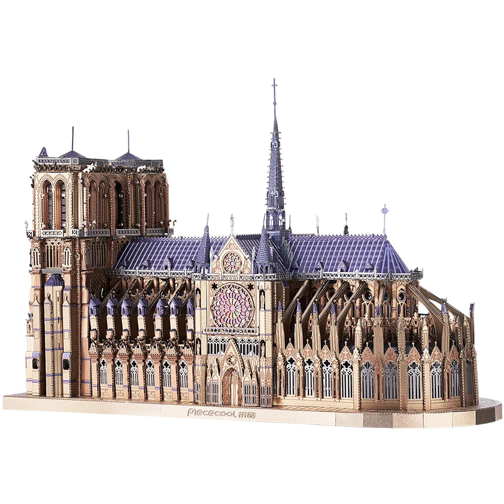 Piececool 3D metal puzzle of Notre Dame Cathedral Paris, DIY assembly for ages 14+.
