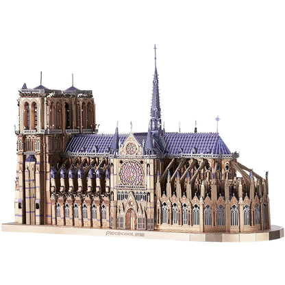 Piececool 3D metal puzzle of Notre Dame Cathedral Paris, DIY assembly for ages 14+.