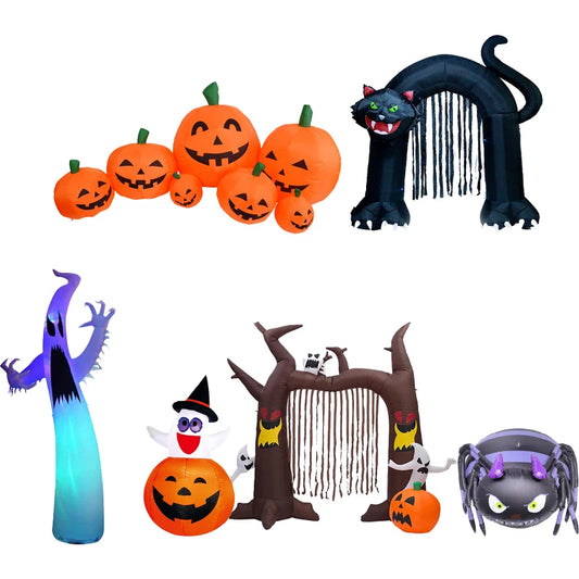  Outdoor Halloween Toys Decoration LED Lighted Inflatable Pumpkin Ghost Skeleton Skull Spider Halloween Party Proops