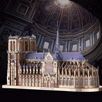 Piececool 3D metal puzzle of Notre Dame Cathedral Paris, DIY assembly for ages 14+.
