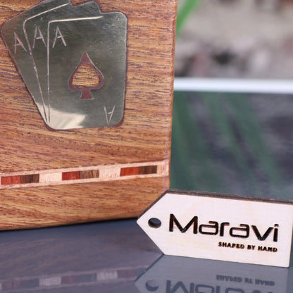 Begunia Double Wooden Playing Card Box With Playing Cards