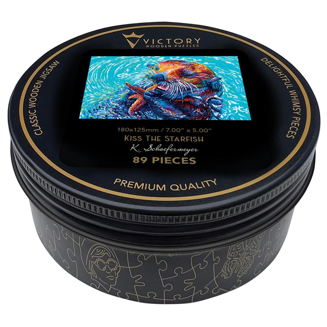 Kiss The Starfish – Travel Mini Wooden Jigsaw Puzzle, 89 Pieces.