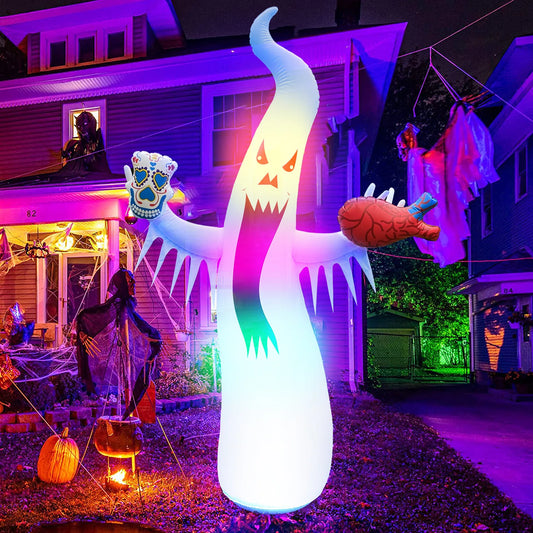 Luminous Inflatable Halloween Ghost – Remote-Controlled LED Blow-Up Decoration for Courtyard, Lawn, and Haunted House Displays