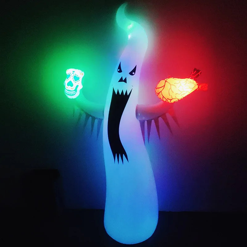Luminous Inflatable Halloween Ghost – Remote-Controlled LED Blow-Up Decoration for Courtyard, Lawn, and Haunted House Displays